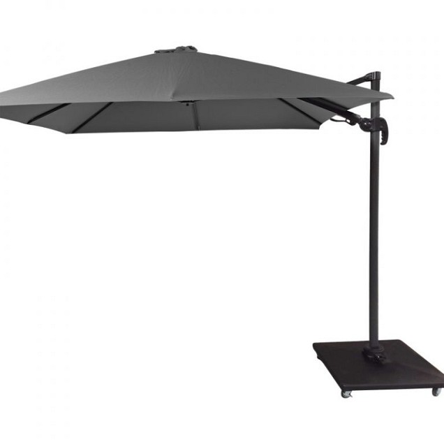 San Francisco zweefparasol exclusief (kruis)voet. dubbele knikfunctie Anthracite (275x275 cm) ~