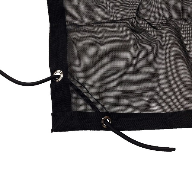 Aanhangernet fijnmazig zwart 250x140 cm. met 8 mm. in draagtas ~