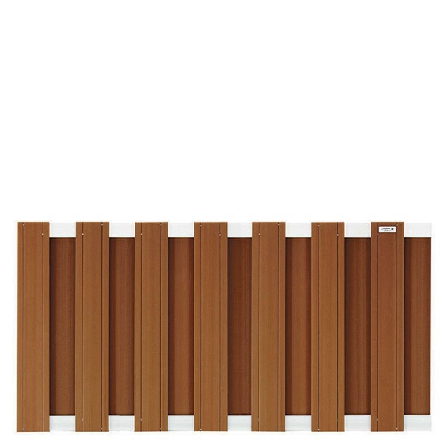 WPC-bruin FSC tuinscherm "Design" recht 14L 13mm met alu liggers 39x1800x930mm bc ~
