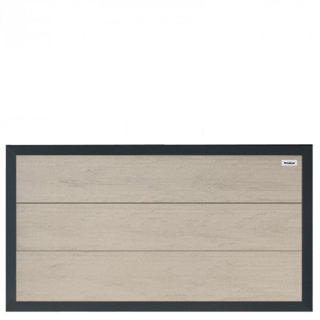 WPC-duo-grijs FSC tuinscherm "Forte" recht met aluminium-antraciet kader 40x1800x930mm bc ~