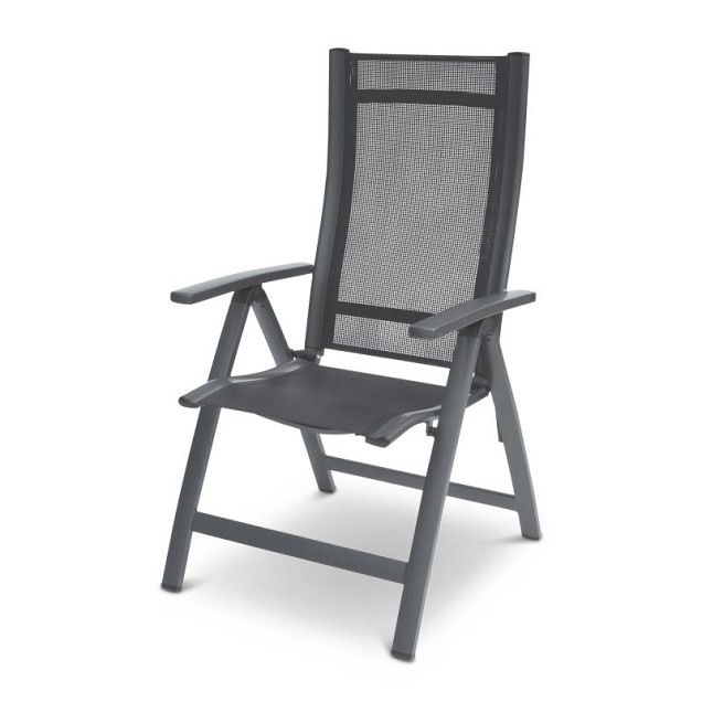 Stelvio Recliner inklapbare stoel textileen zitting / rug Mixed Grey (62x67x110 cm) ~