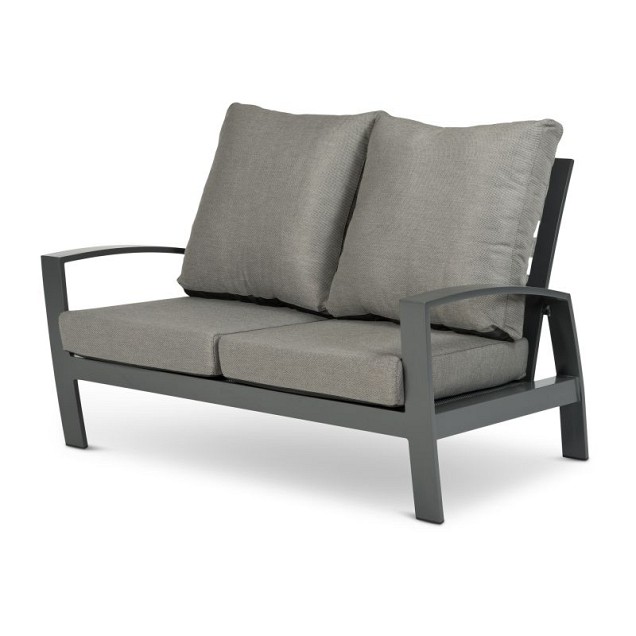 Valencia Lounge Bench 2-Seater Swiss Fabrics all weather kussens Charcoal (138x88x88 cm) ~