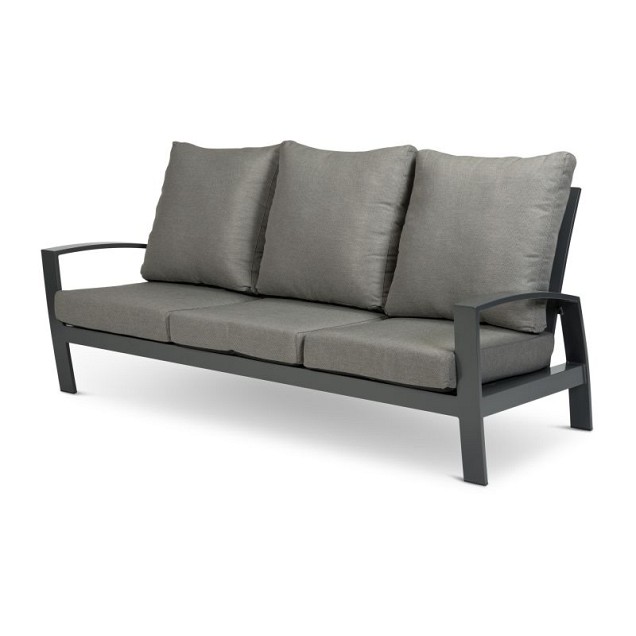 Valencia Lounge Bench 3-Seater Swiss Fabrics all weather kussens  Charcoal (199x88x88 cm) ~