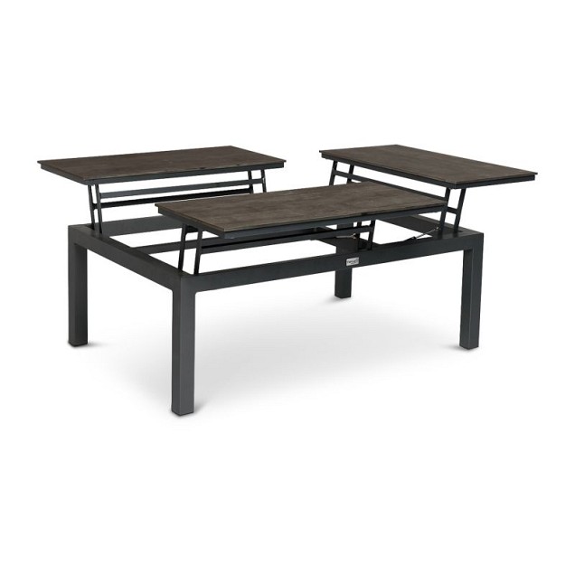 Flip-Up Coffee Table 3 in hoogte verstelbare Tableau's Trespa blad Alu / Trespa (120x79x42 cm) ~