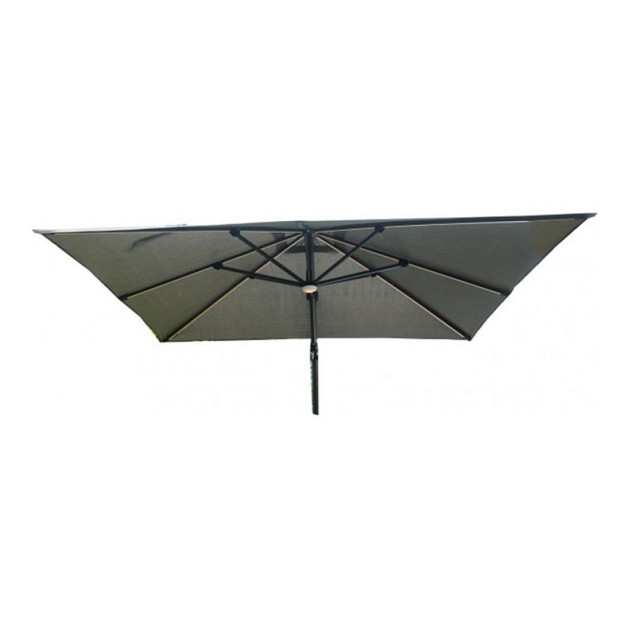 Duraflex zweefparasol dubbele knikfunctie. exclusief (kruis)voet. Swiss Fabrics doek Charcoal (300x400 cm) ~