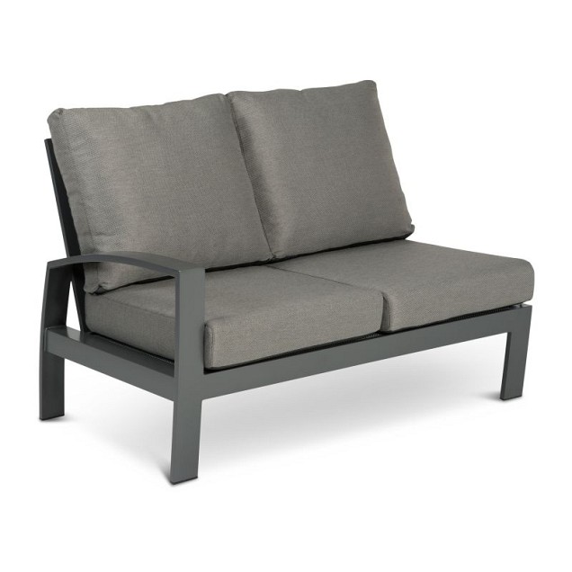 Valencia Lounge 2-Seater Right Swiss Fabrics all weather kussens Charcoal (129x87x87 cm) ~