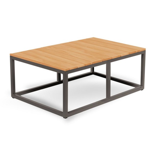 Rio Square Coffee Table XXL Solid Teak (FSC) blad Charcoal / Teak (80x140x44 cm) ~