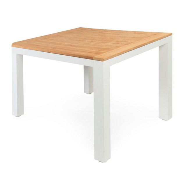 Briga Dutch Table Solid Teak (FSC) blad Wit Frame / Teak (100x100 cm) ~