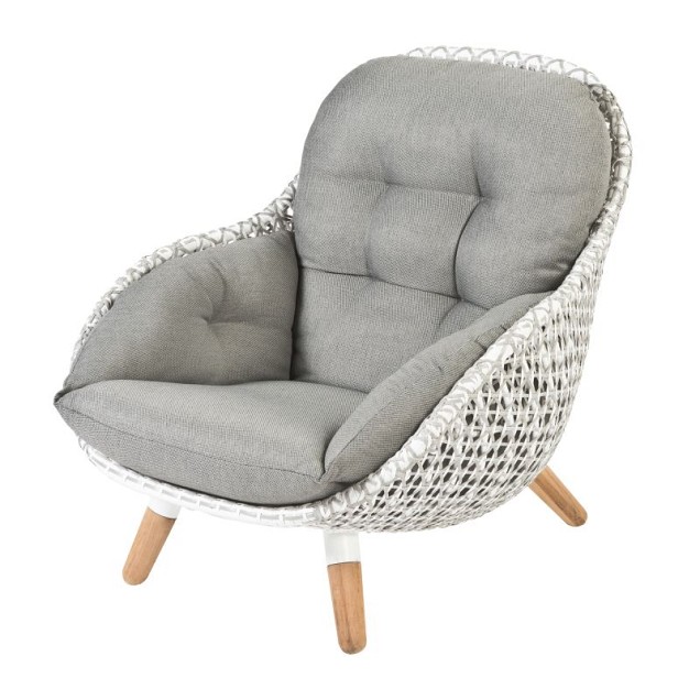 Prince Lounge Sofa Swiss Fabrics all weather kussen en 2 kleurig vlechtwerk Wit / Taupe (75x77x69 cm) ~