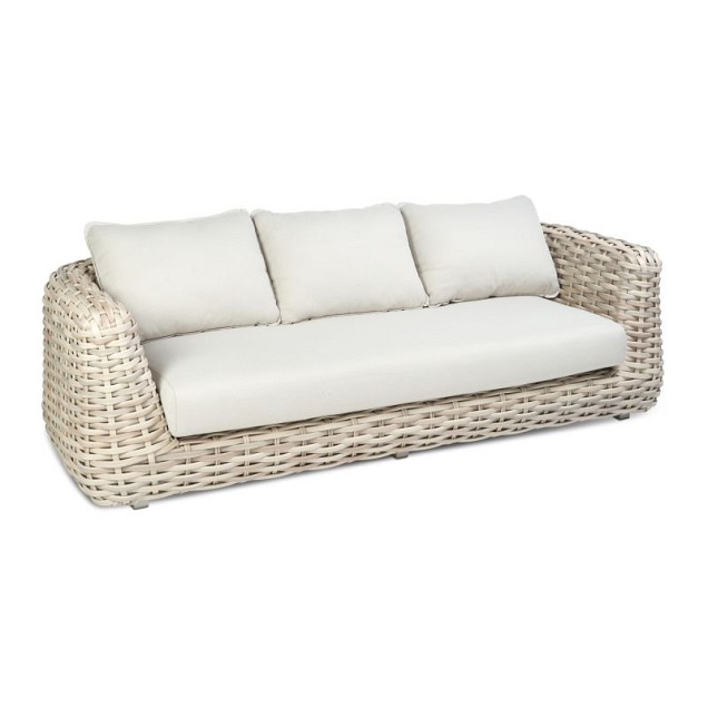 Wakkanda 3-Seater Lounge bank robuuste 20 mm PE draad. Swiss Fabrics all weather kussens Kubo (234x100x85 cm) ~