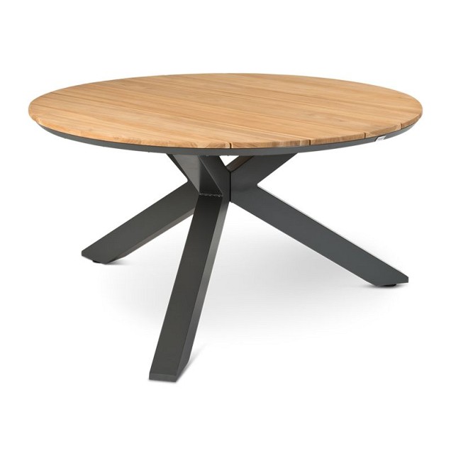 Orbital Dining Table Solid Teak (FSC) Tafelblad Charcoal / Teak (120 cmØx75 cm) ~