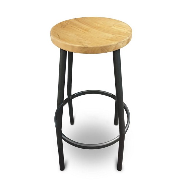 Bar kruk Bar Kruk Solid Teak (FSC) Charcoal / Teak (32 cmØx70 cm) ~