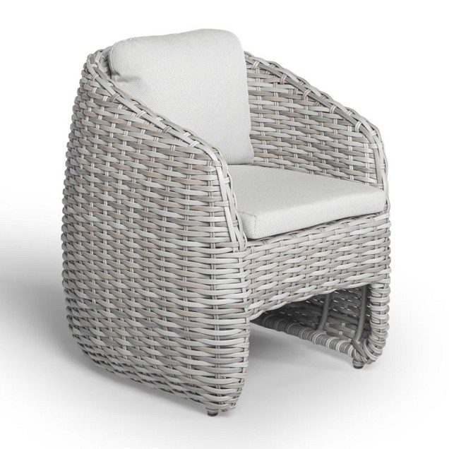 Wakkanda Dining Chair robuust 20 mm PE draad. Swiss Fabrics all weather kussens Kubo (68x68x84 cm) ~