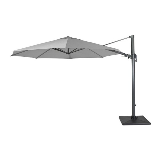 Duraflex zweefparasol dubbele knikfunctie. exclusief (kruis)voet. Swiss Fabrics doek Lichtgrijs (350 cmØ) ~