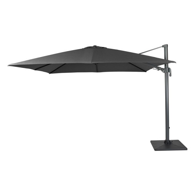 Duralarge zweefparasol dubbele knikfunctie. inclusief 150 kg voet. Swiss Fabrics Ultra doek Charcoal (400x400 cm) ~