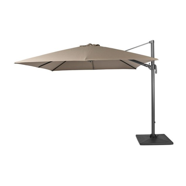 Banús zweefparasol exclusief (kruis)voet.  dubbele knikfunctie Taupe (300x300 cm) ~