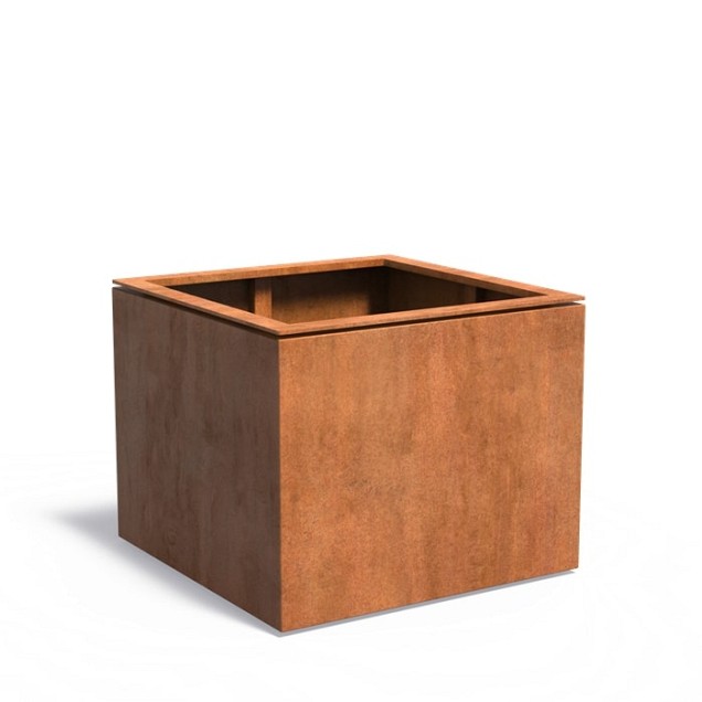 Bloembak met zwevende rand Corten 2 mm. (lxbxh) 100x100x80 cm. ~