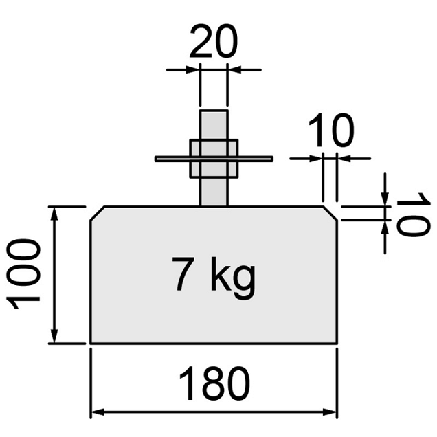 Betontegel 18x18x10 cm. recht flexibele stelplaat M20 antraciet ~