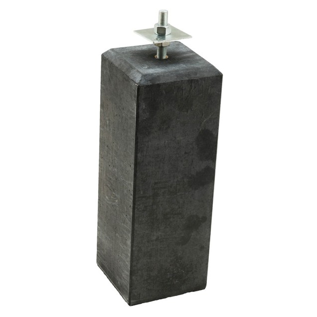 Betonpoer L 18x18x50 cm. antraciet met stelplaat en M20 draadeind ~