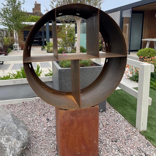Logg houtopslag Ø100x40 cm. CorTen ~