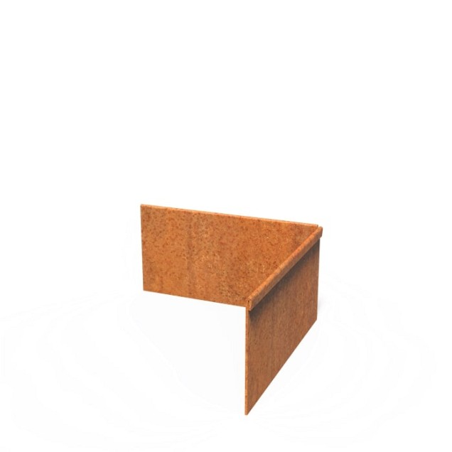 CorTen kantopsluiting met geplette rand 30/30x15 cm. (3 mm.) binnenhoek ~