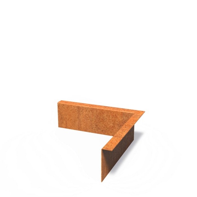 CorTen kantopsluiting met gezette rand 30/30x10 cm. (2 mm.) binnenhoek ~
