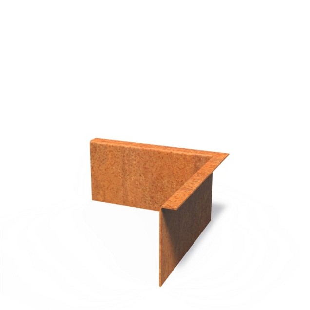CorTen kantopsluiting met gezette rand 30/30x15 cm. (3 mm.) binnenhoek ~