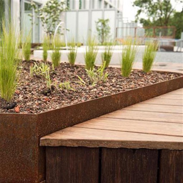 CorTen kantopsluiting recht 30/30x15 cm. (3 mm.) buitenhoek ~