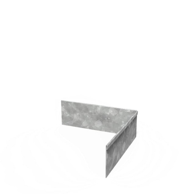 Stalen kantopsluiting (verzinkt) met geplette rand 30/30x10 cm. (2 mm.) binnenhoek ~