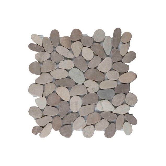Pebble sliced mix brown & white 30x30 cm. ~