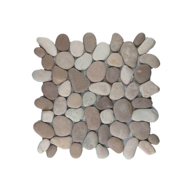 Pebble regular mix brown & white 30x30 cm. ~