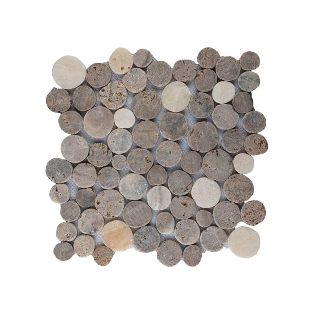 Mosaic coin mix onyx/sunset brown 30x30 cm. ~