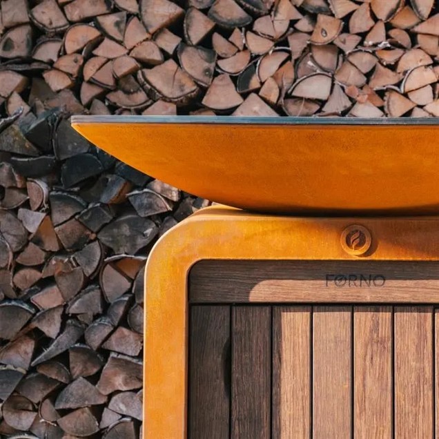 Seare Halo Piezo ø100,5x100 cm. Corten + Staal + Bamboe ~