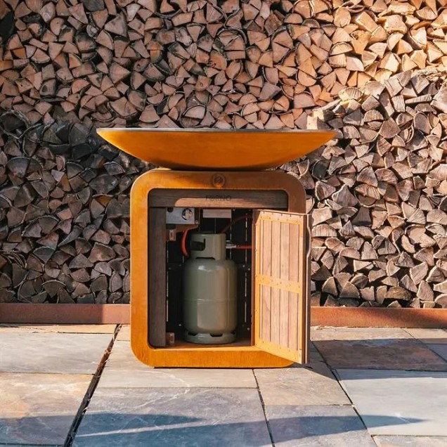 Seare Halo Piezo ø100,5x100 cm. Corten + Staal + Bamboe ~