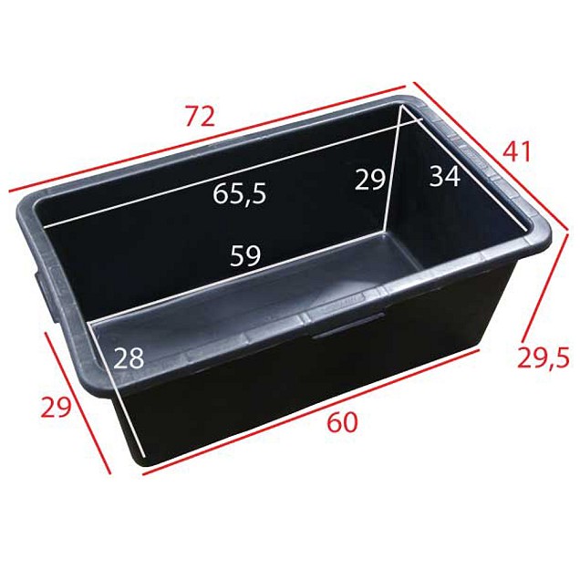 Rechthoek kuip 65 liter l.72 x b.51 x h.27 cm ~