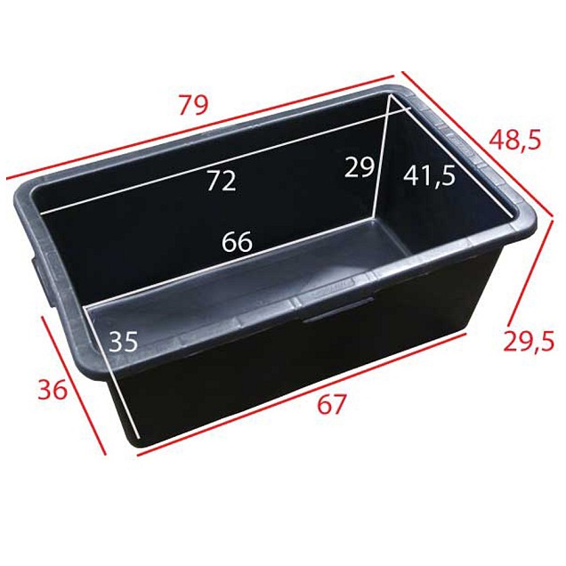 Rechthoek kuip 90 liter l.79 x b.48 x h.30 cm ~