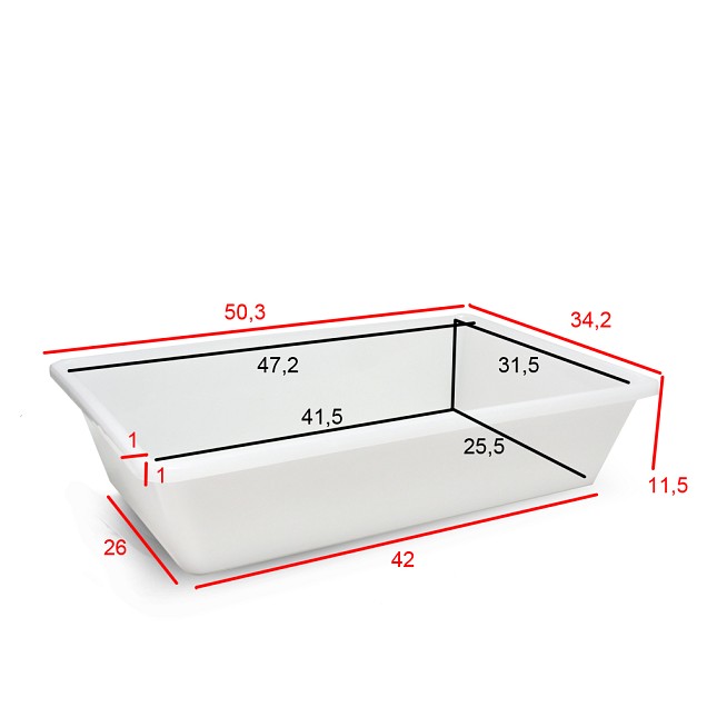 Opvangbak 50x34x12 cm wit ~