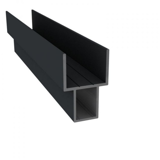 Dual Straight alu u-profiel Graphite Black 220 cm. tbv beton onderplaat ~