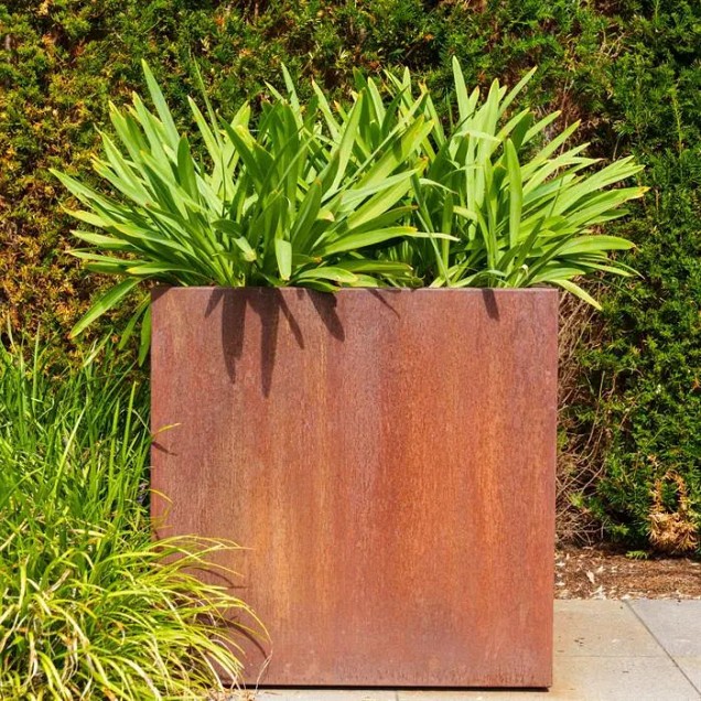 CorTen bloembak zuil (LxBxH) 50x50x80 cm. (2 mm.) ~