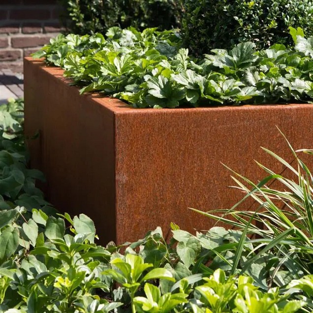CorTen bloembak zonder bodem (LxBxH) 200x200x80 cm. (2 mm.) ~