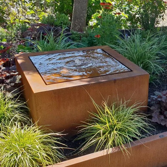 CorTen watertafel (LxBxH) 80x80x40 cm. (3 mm.) ~