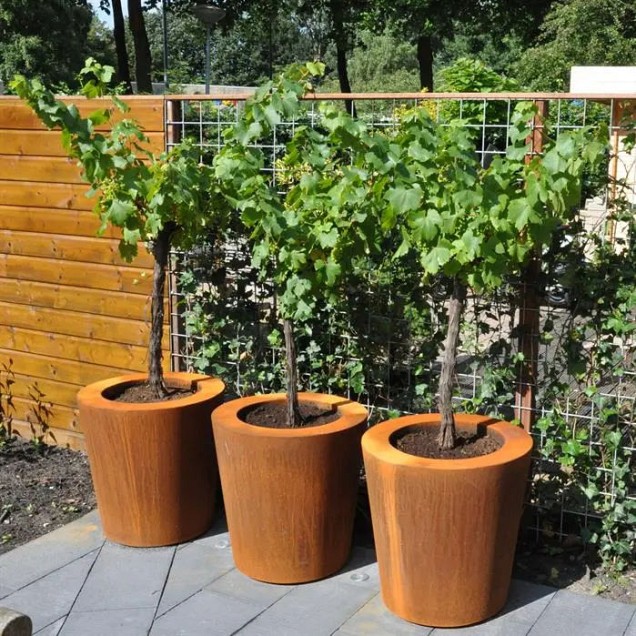 Konische bloembak (ØxH) Ø120x100 cm. (2 mm. CorTen) ~