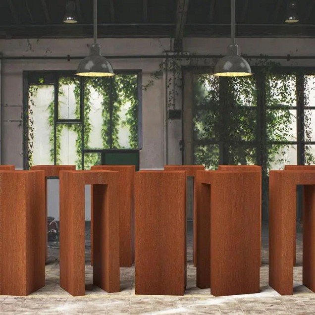 Corten U-sokkel (LxBxH) 50x50x80 cm. (2 mm.) ~