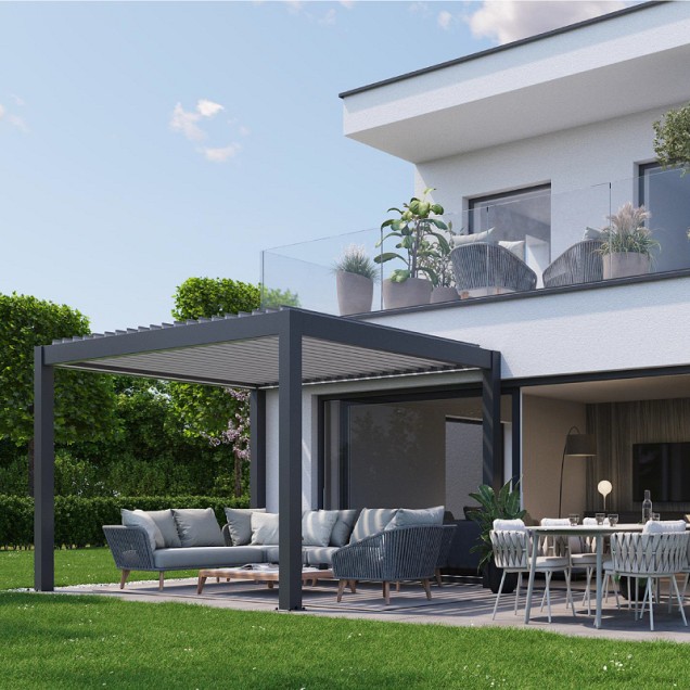 Pergola 3x3 donkergrijs met. ~