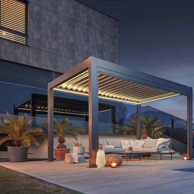 Pergola 3x3 kwartsgrijs-metallic ~