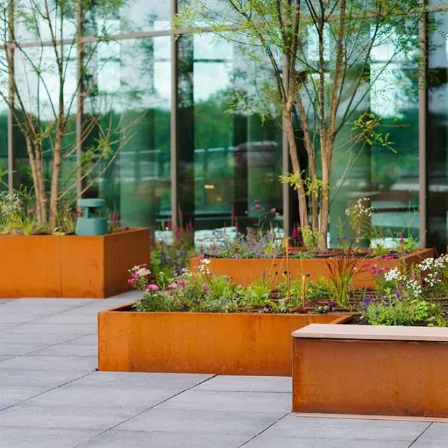 CorTen keerwand 50 cm. binnenbocht 100 cm. (3 mm.) ~