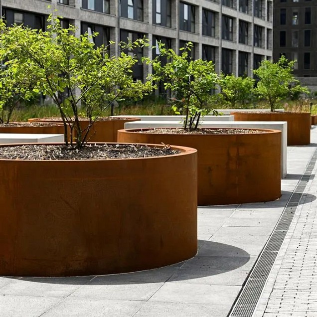 Ronde CorTen bloembak (ØxH) Ø200x80 cm. (2 mm.) ~