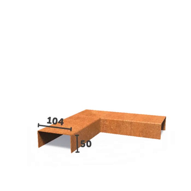 Corten overzetprofiel gelijkzijdig 230x5x10,4 cm. (2 mm.) ~