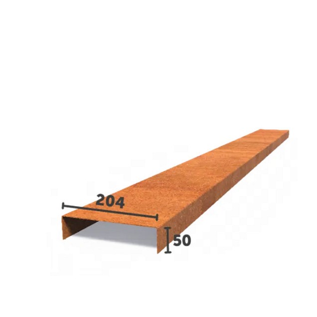 Corten overzetprofiel gelijkzijdig 230x5x20,4 cm. (2 mm.) ~