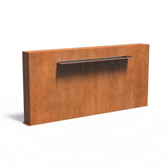 CorTen vrijstaande vijvermuur (LxBxH) 250x25x120 cm. (2 mm.) ~